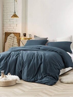 Duvet Cover Set - Natural Loft - Nightfall Navy Sz Oversized Queen NWT